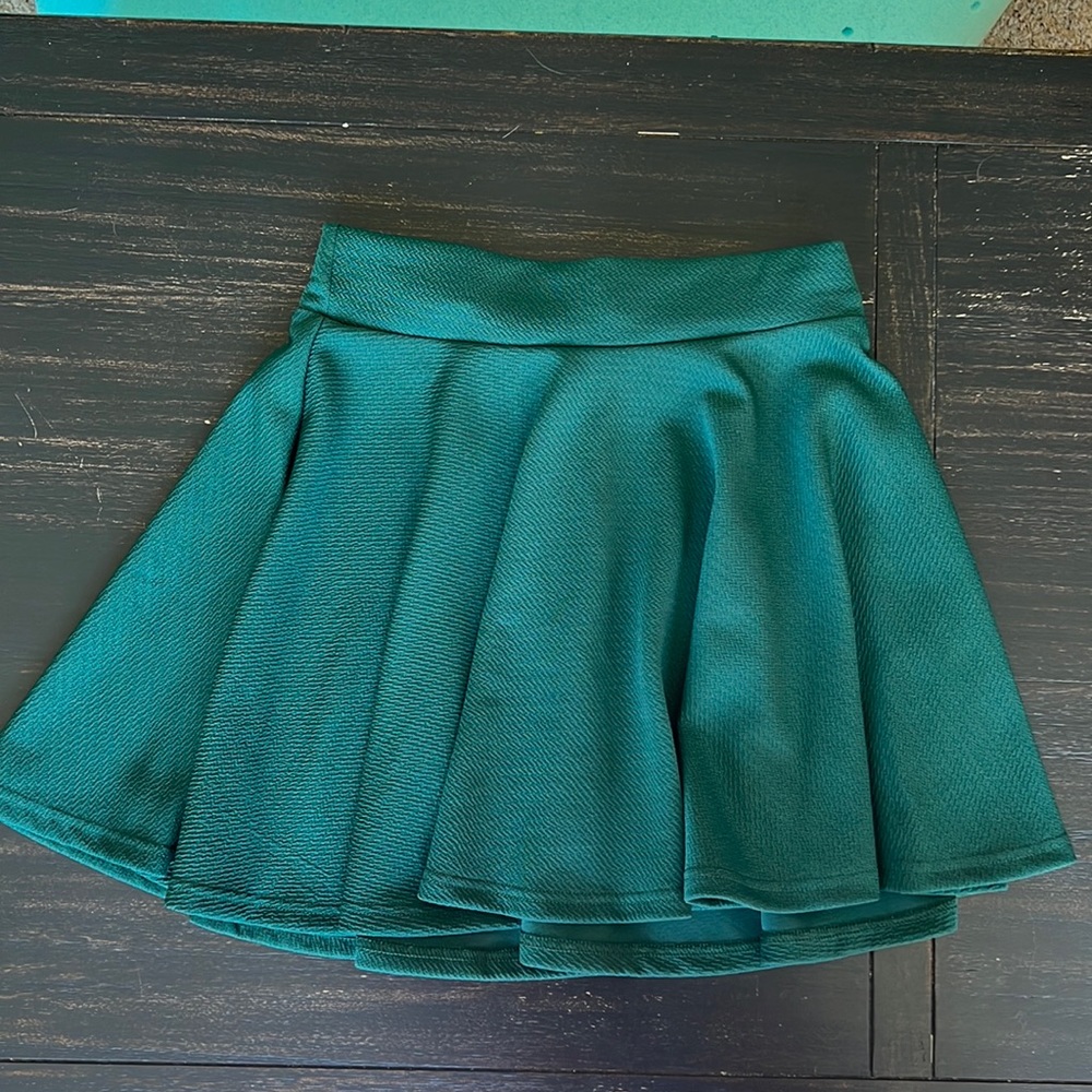 Green mini skirt